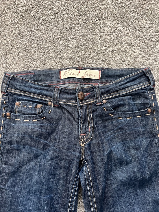 Nissi Juniors Dark Blue Straight-Leg Jeans Pocket Embroidery Hip Stitch -Size 11 - Picture 3 of 12